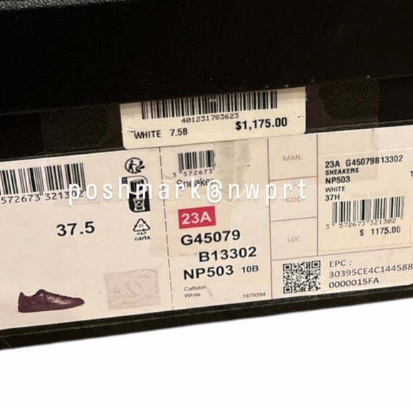 CHANEL 💯 23A White CC Logo Platform Leather Sneakers Runners 37.5 37 7 Box - Picture 10 of 11